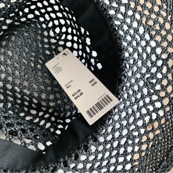 [🌟 PRICE FIRM] Urban Outfitters Black Straw Panama Brimmed Open Weave Hat - Picture 5 of 5